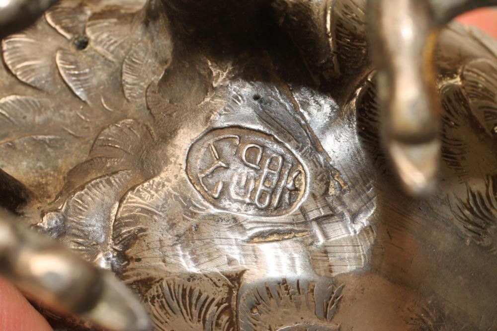 A PAIR OF CHINESE HOLLOW CAST PEWTER PHEASANTS Image