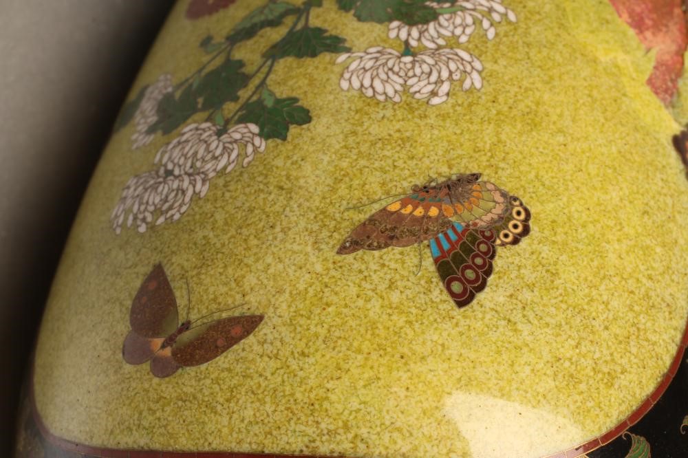 A CLOISONNE ENAMEL VASE of rounded cylindrical form Image