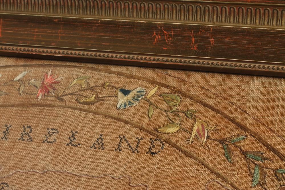 A GEORGIAN SILK EMBROIDERED "MAP OF ENGLAND & WALES" Image