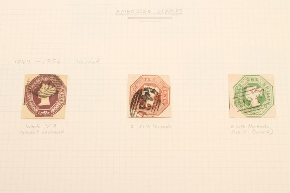 A COLLECTION OF BRITISH STAMPS including three 1847-1854 embossed stamps (all cancelled) Image