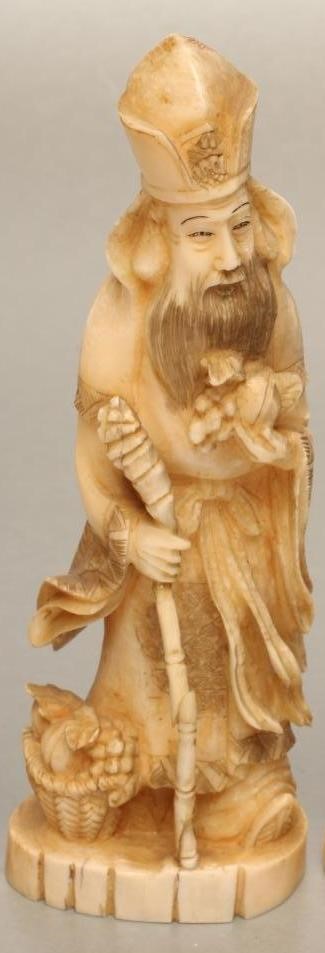 THREE JAPANESE ONE PIECE IVORY FIGURES Image