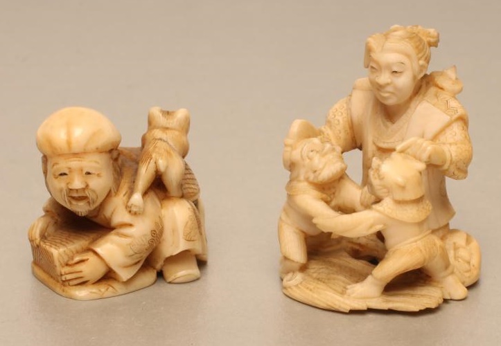 TWO JAPANESE IVORY NETSUKE Image