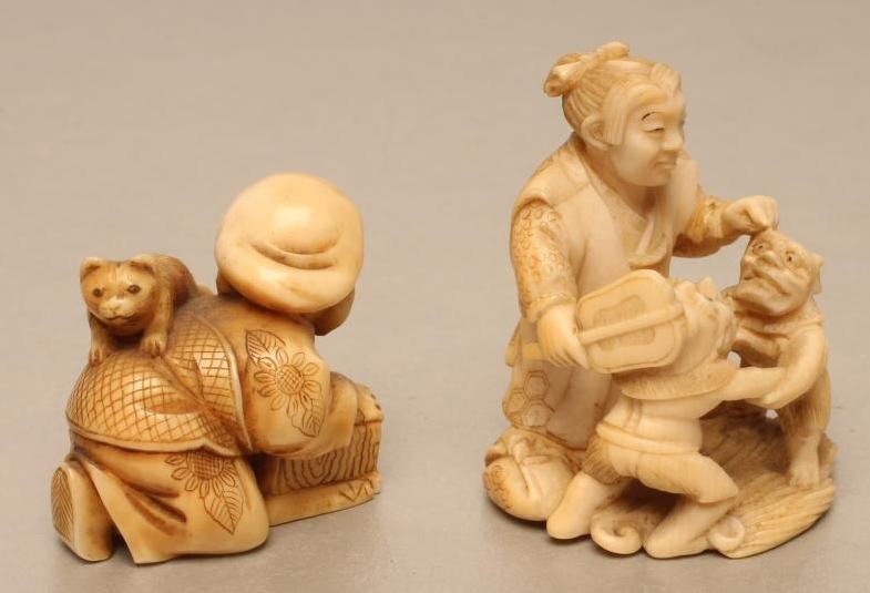 TWO JAPANESE IVORY NETSUKE Image