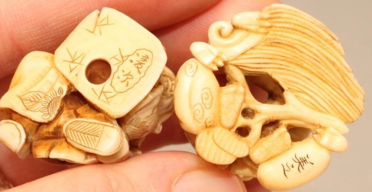 TWO JAPANESE IVORY NETSUKE Image