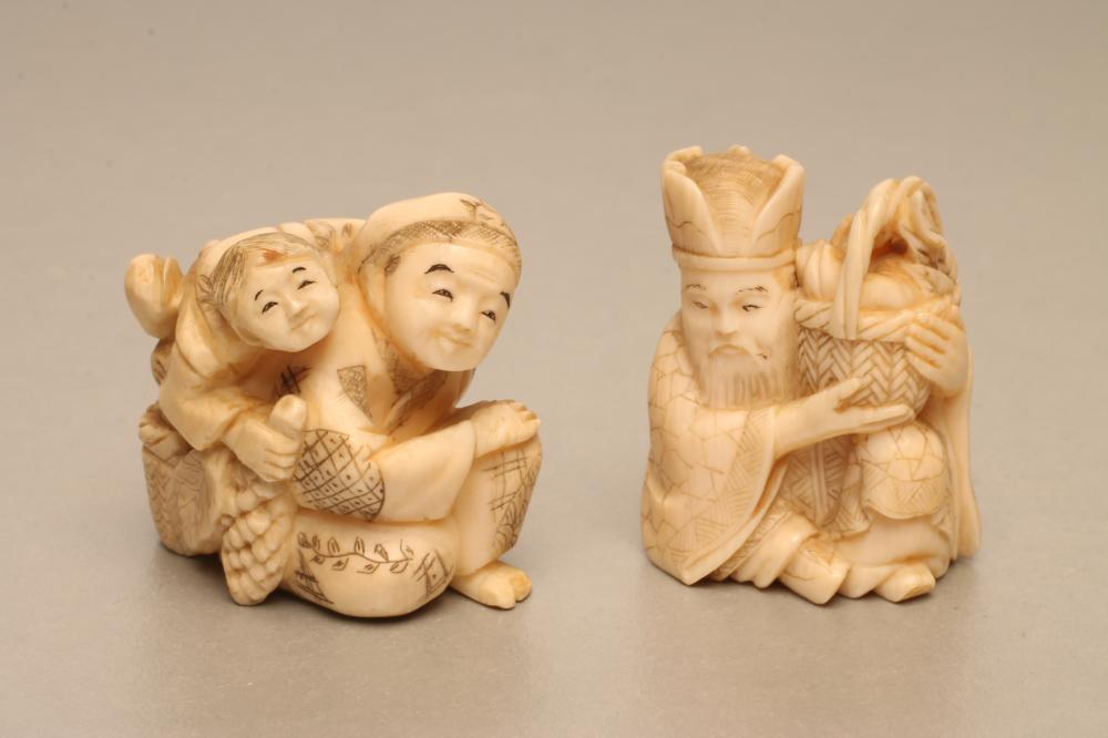 TWO JAPANESE IVORY NETSUKE Image