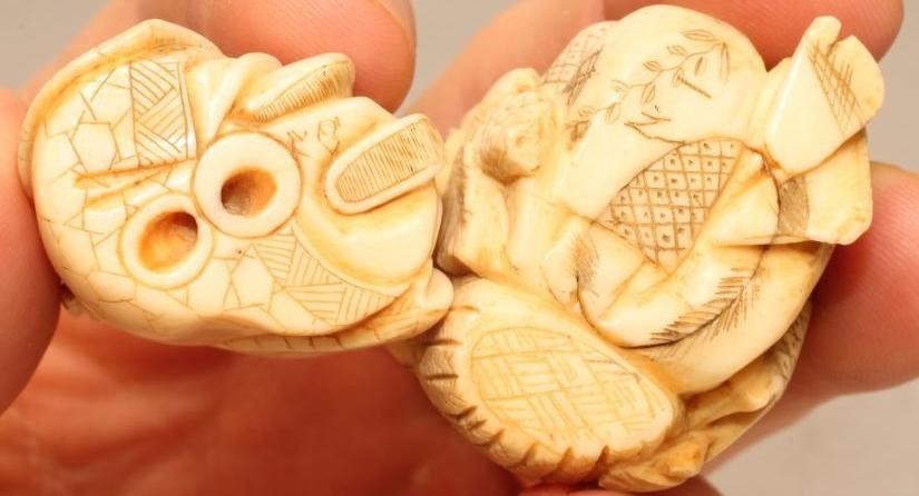 TWO JAPANESE IVORY NETSUKE Image