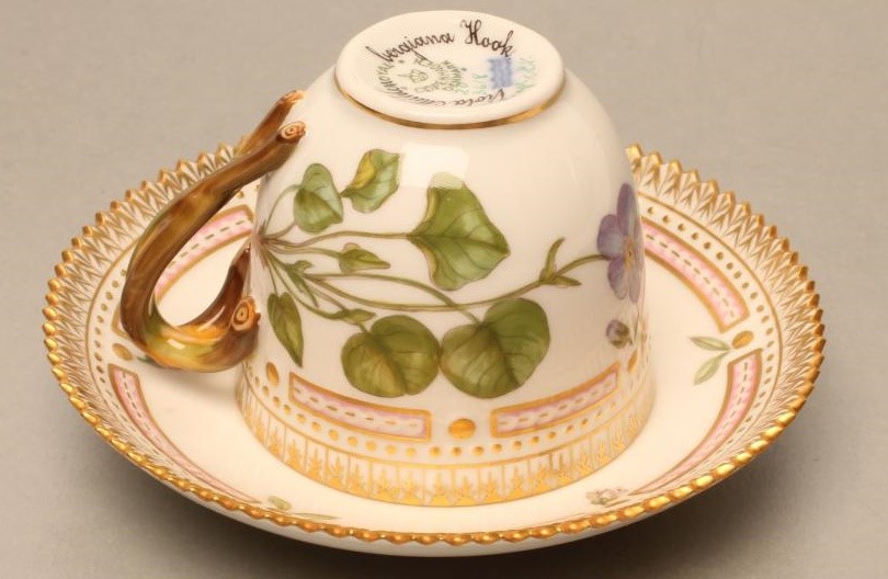 A ROYAL COPENHAGEN PORCELAIN FLORA DANICA COFFEE CUP AND SAUCER Image