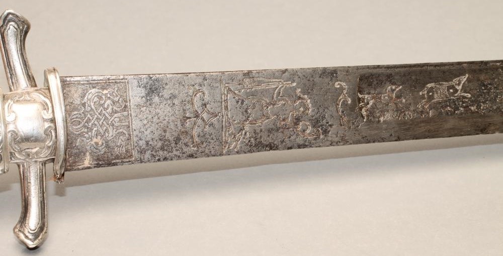 A FRENCH SILVER HILTED HUNTING SWORD Image