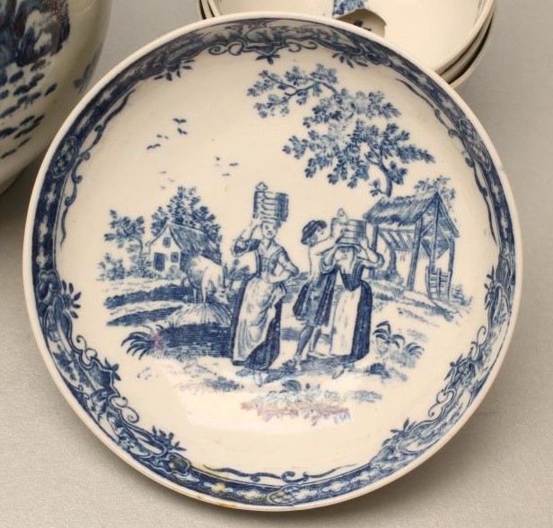 THREE FIRST PERIOD WORCESTER PORCELAIN TEABOWLS Image