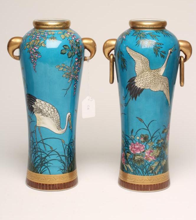 A PAIR OF FRENCH PORCELAIN AESTHETIC VASES Image