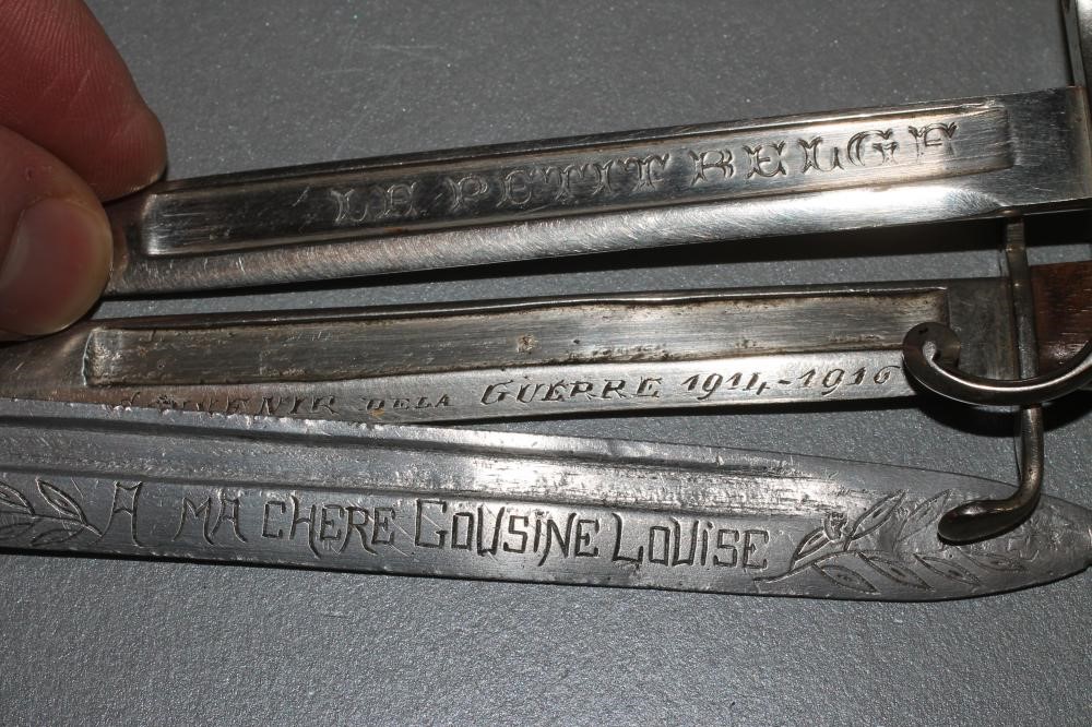 FIVE WWI BELGIAN MINIATURE SOUVENIR BAYONETS Image