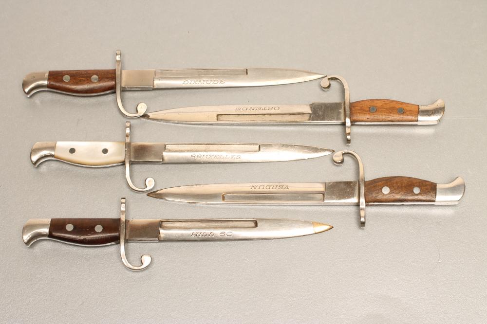 FIVE BELGIAN MEDIUM SIZED LETTER OPENER BAYONETS Image