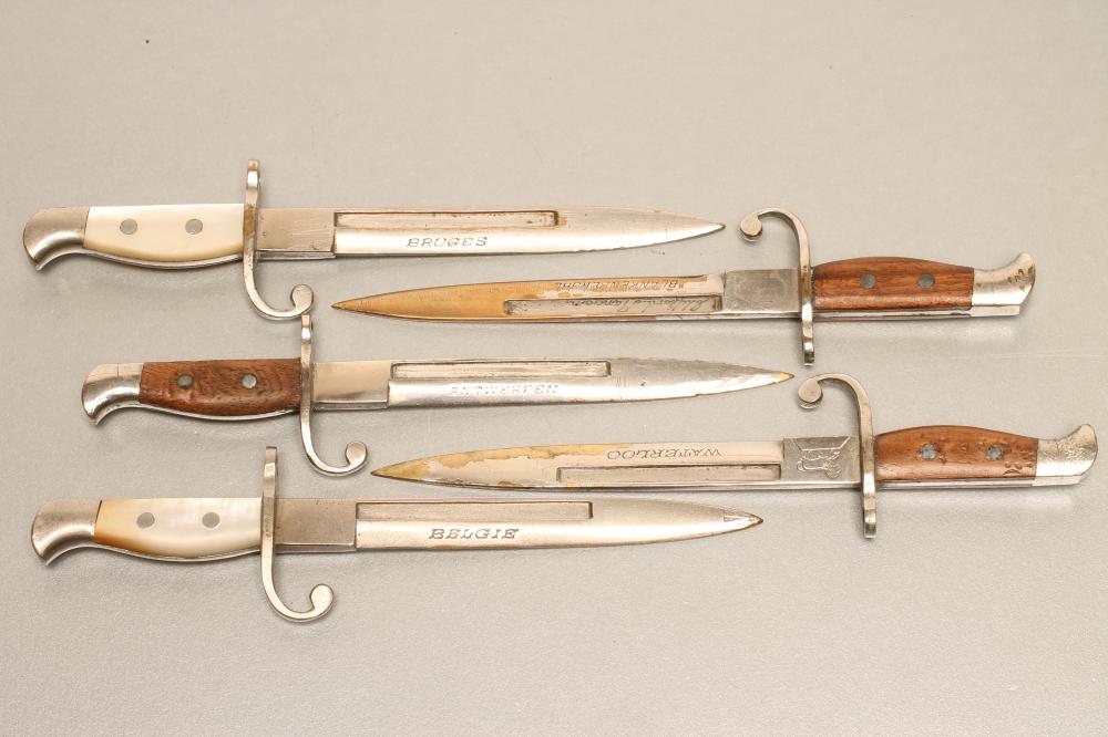 FIVE BELGIAN MEDIUM SIZED LETTER OPENER BAYONETS Image