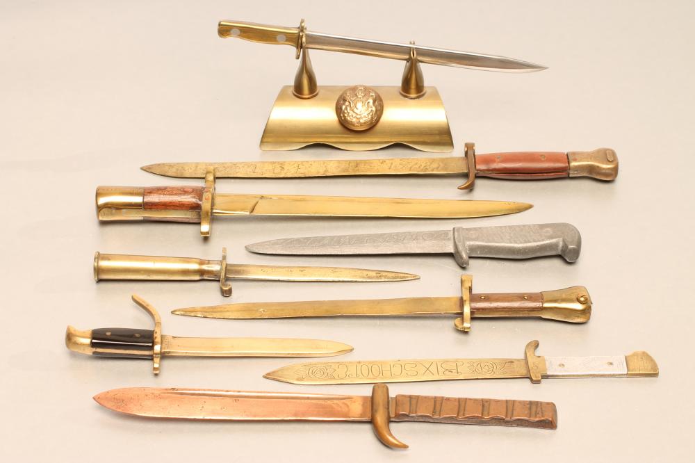 NINE TRENCH ART MINIATURE BAYONETS Image