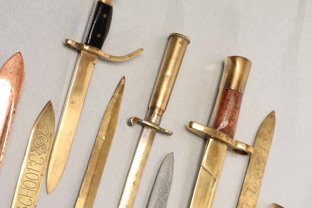 NINE TRENCH ART MINIATURE BAYONETS Image