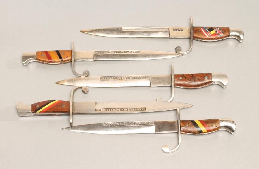FIVE BELGIAN MINIATURE SOUVENIR BAYONETS Image