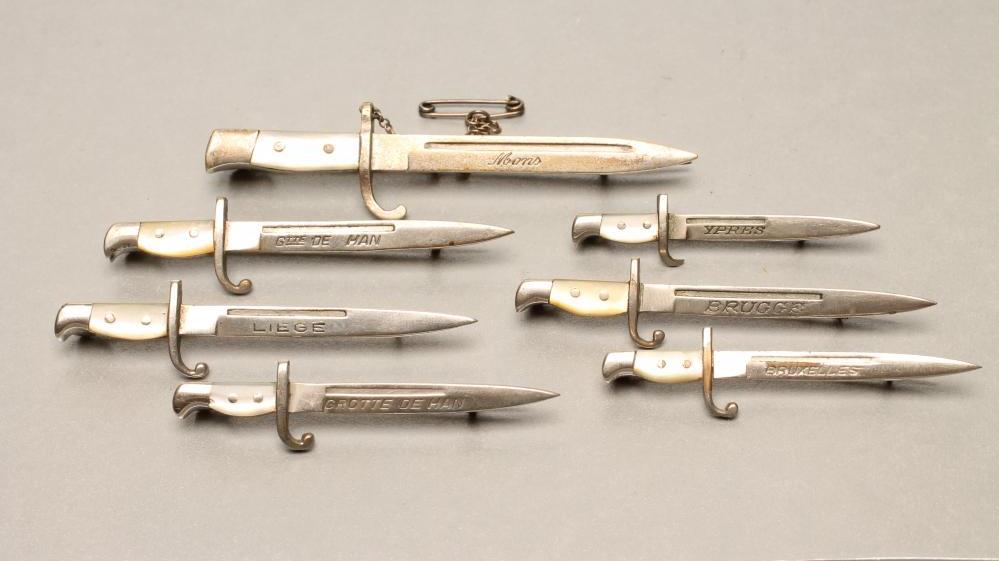 SEVEN BELGIAN SWEETHEART BROOCH BAYONETS Image