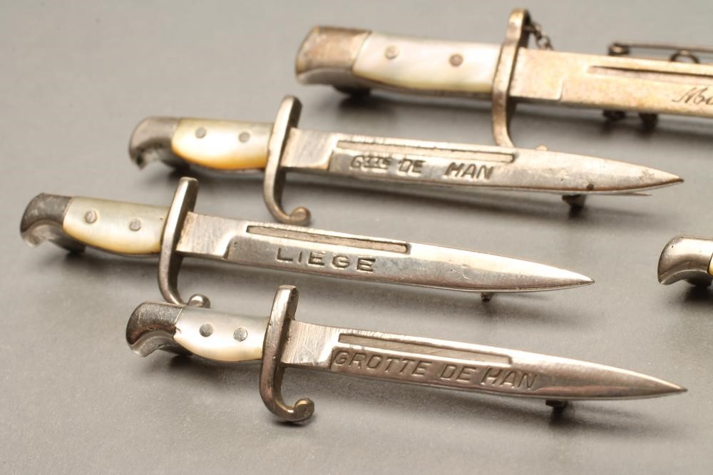 SEVEN BELGIAN SWEETHEART BROOCH BAYONETS Image