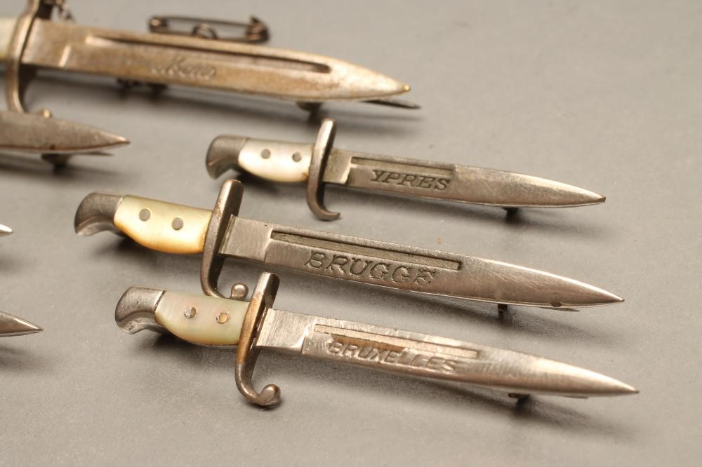 SEVEN BELGIAN SWEETHEART BROOCH BAYONETS Image