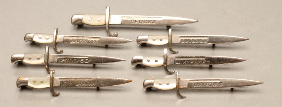 SEVEN BELGIAN SWEETHEART BROOCH BAYONETS Image