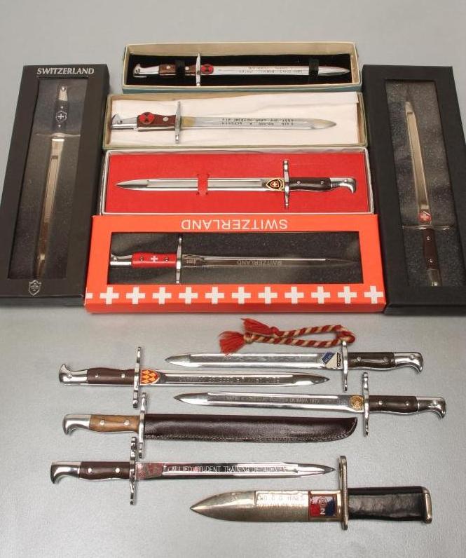 ELEVEN JAPANESE MADE MINIATURE BAYONETS FOR THE US AND SWISS MARKET Image