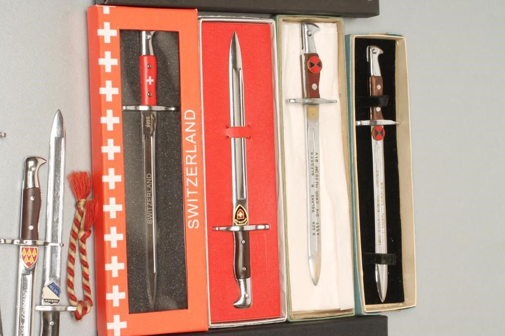 ELEVEN JAPANESE MADE MINIATURE BAYONETS FOR THE US AND SWISS MARKET Image