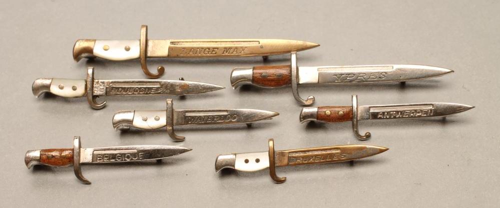 SEVEN BELGIAN SWEETHEART BROOCH BAYONETS Image