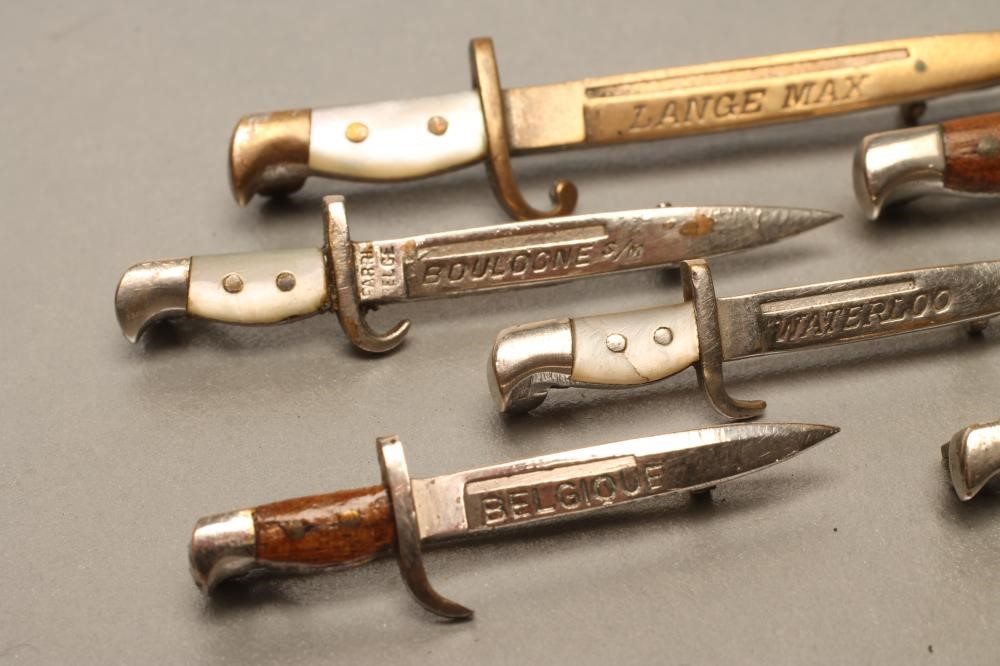 SEVEN BELGIAN SWEETHEART BROOCH BAYONETS Image
