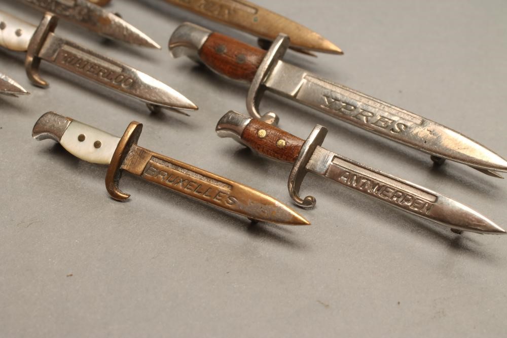 SEVEN BELGIAN SWEETHEART BROOCH BAYONETS Image