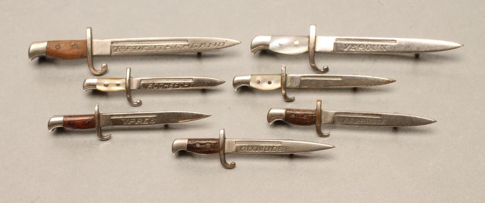SEVEN BELGIAN SWEETHEART BROOCH BAYONETS Image