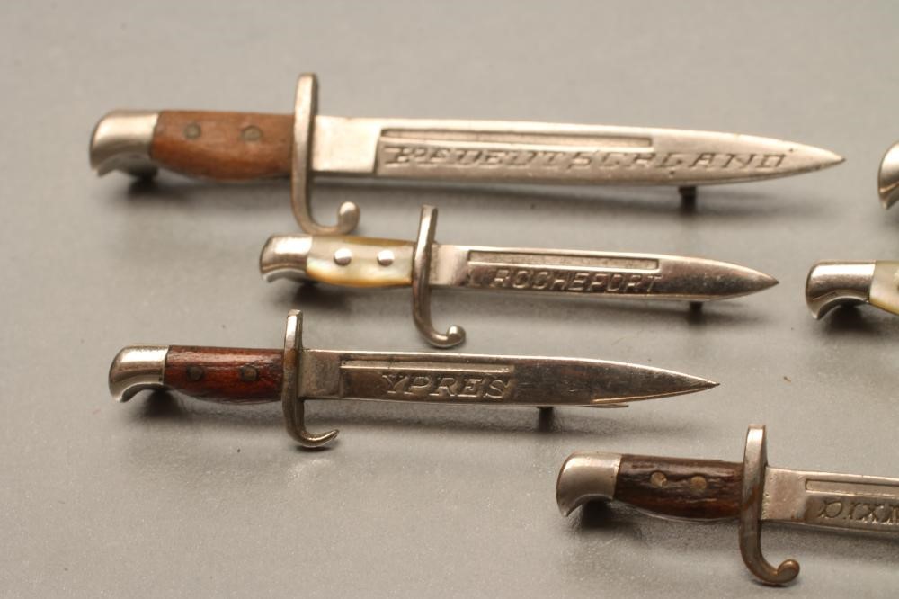 SEVEN BELGIAN SWEETHEART BROOCH BAYONETS Image