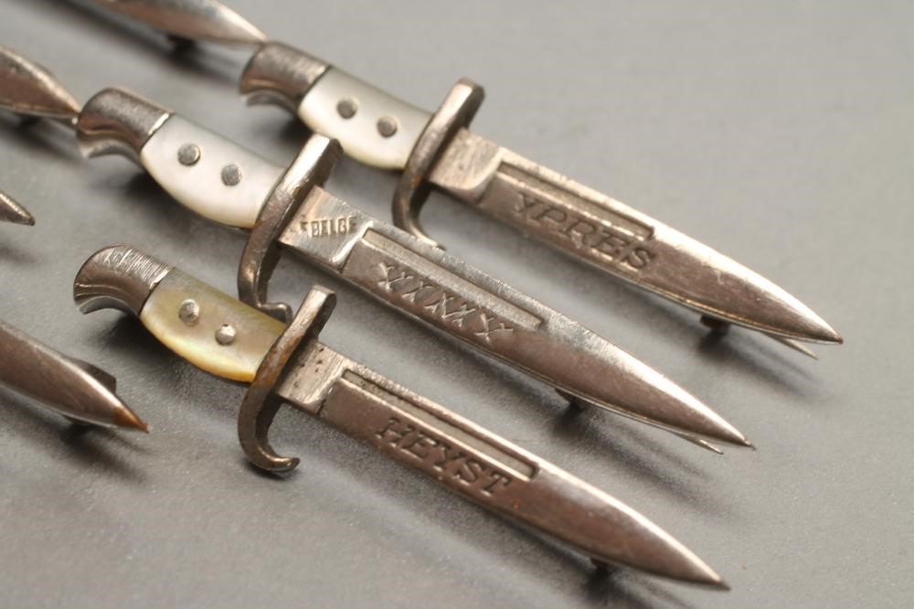 SEVEN BELGIAN SWEETHEART BROOCH BAYONETS Image