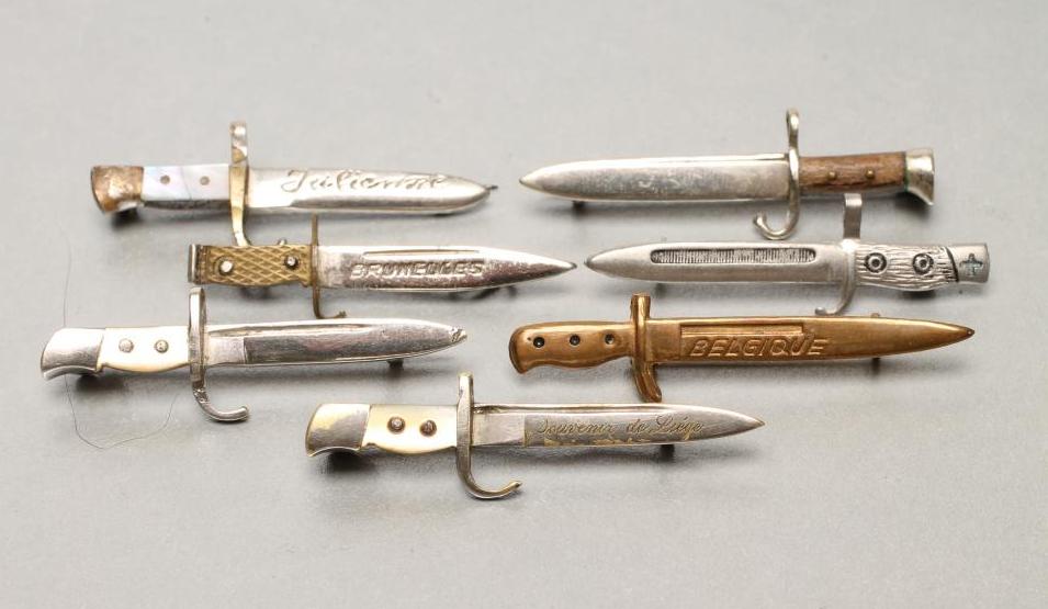 SEVEN BELGIAN SWEETHEART BROOCH BAYONETS Image