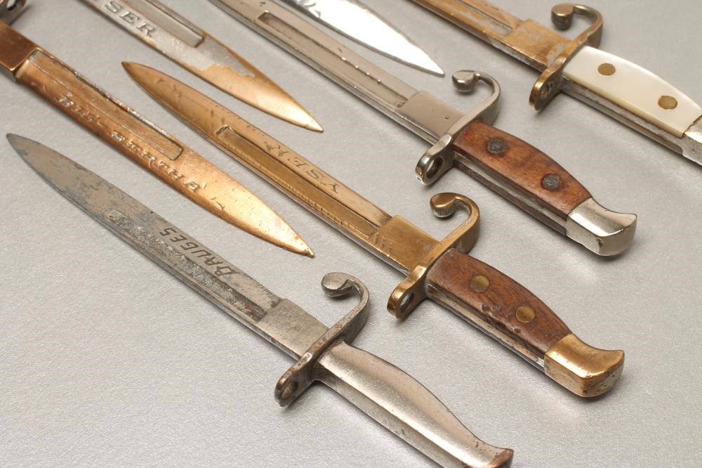 SEVEN BELGIAN SMALL SIZED LETTER OPENER BAYONETS Image
