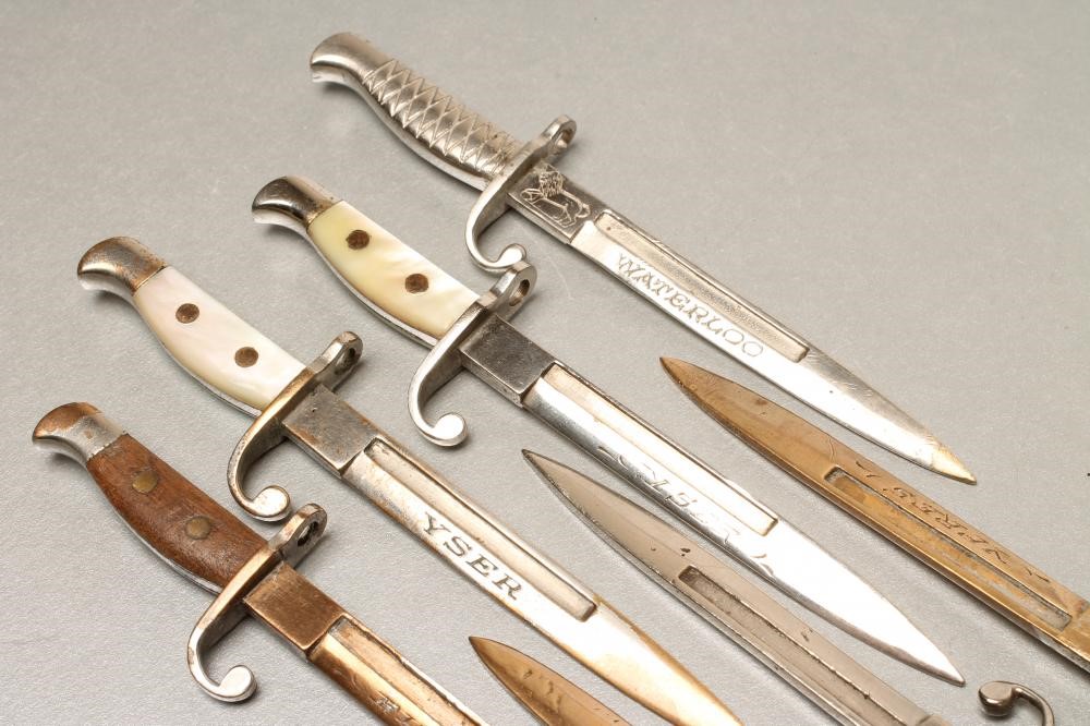 SEVEN BELGIAN SMALL SIZED LETTER OPENER BAYONETS Image