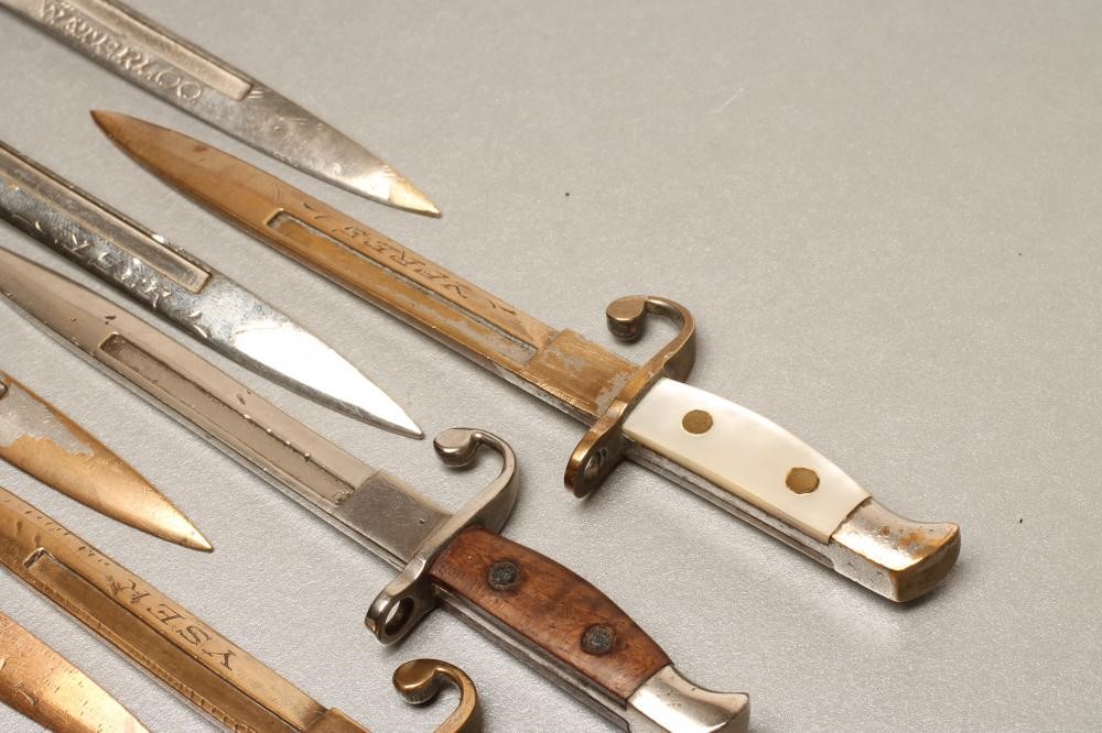 SEVEN BELGIAN SMALL SIZED LETTER OPENER BAYONETS Image