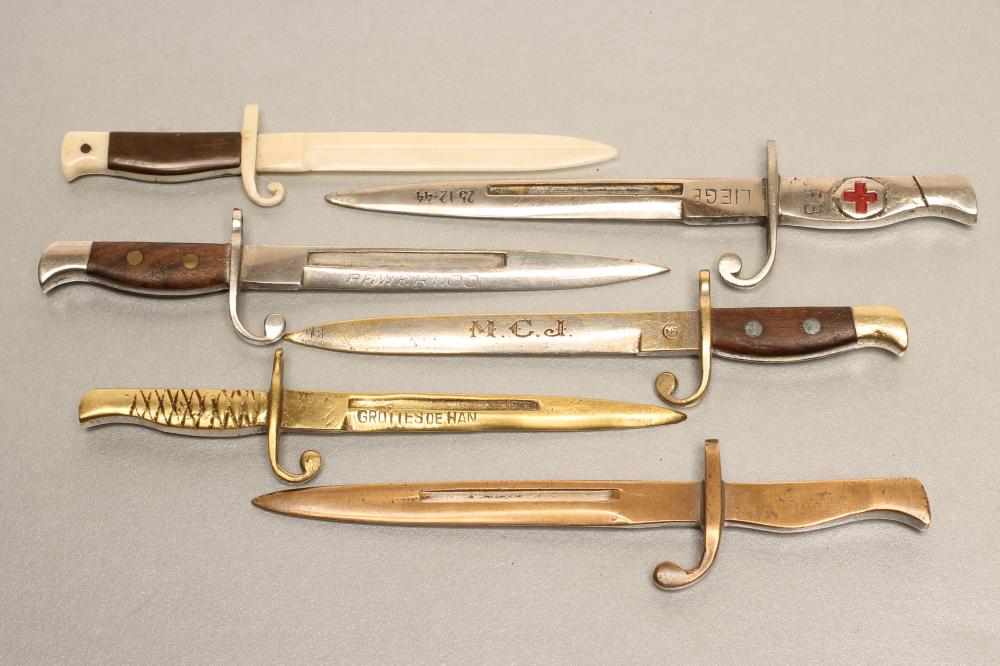 SIX BELGIAN MINIATURE SOUVENIR BAYONETS Image