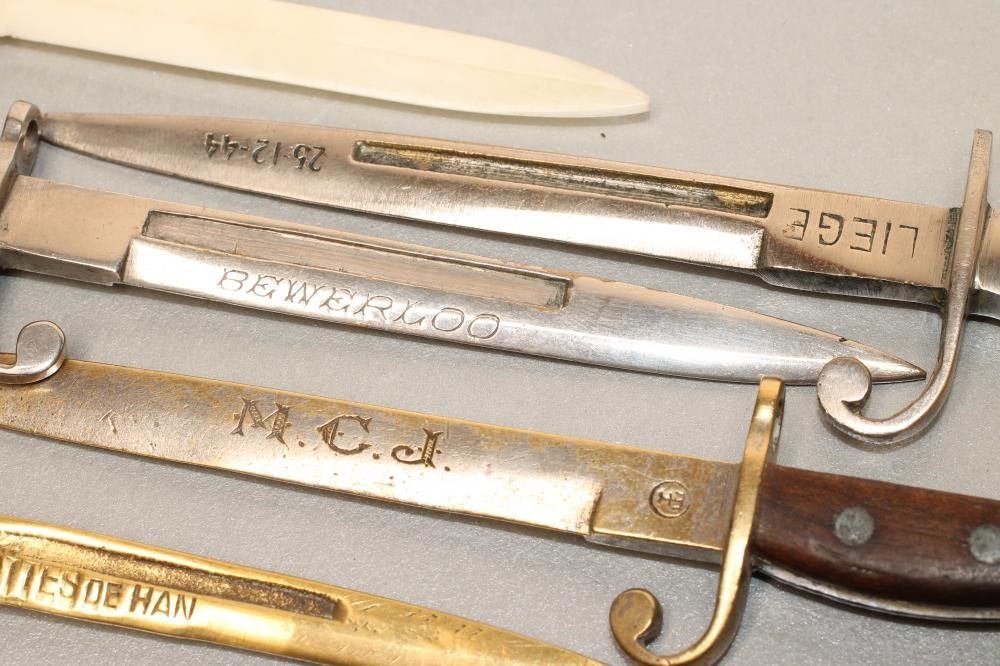 SIX BELGIAN MINIATURE SOUVENIR BAYONETS Image