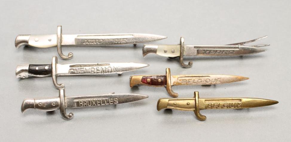 SIX BELGIAN SWEETHEART BROOCH BAYONETS Image