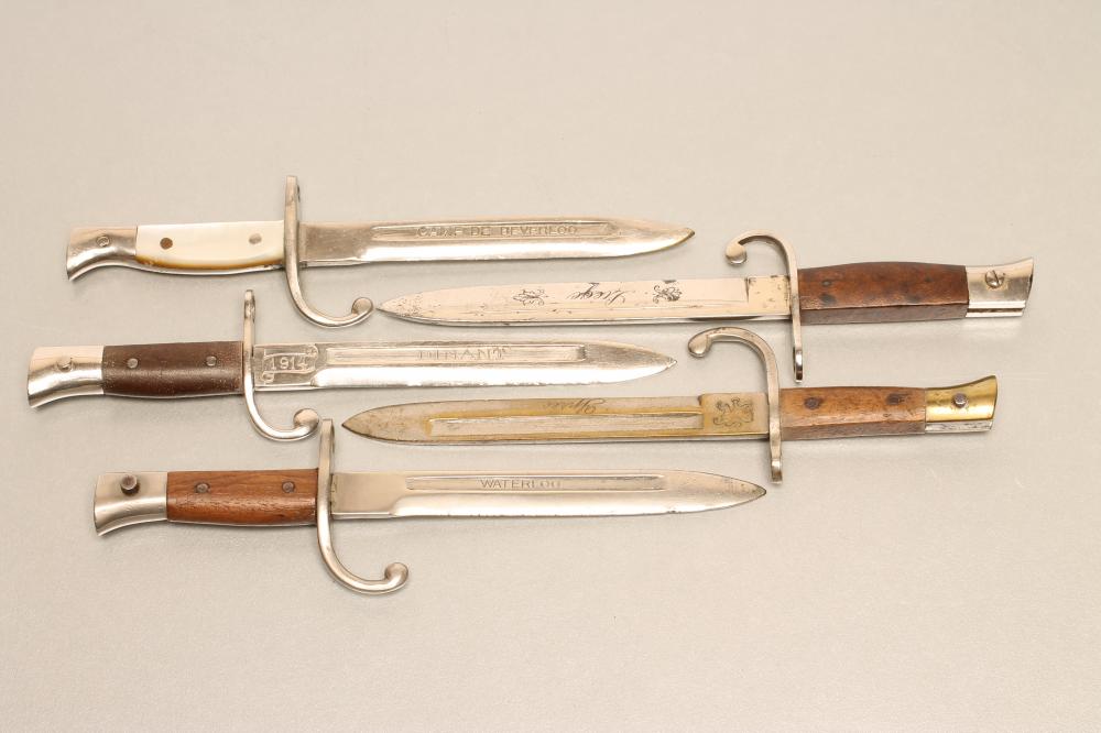 FIVE BELGIAN LETTER OPENER MINIATURE BAYONETS Image