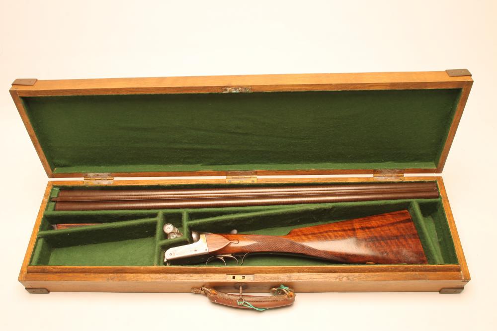 A LINSLEY BROTHERS 12-BORE SIDE BY SIDE EJECTOR SHOTGUN Image
