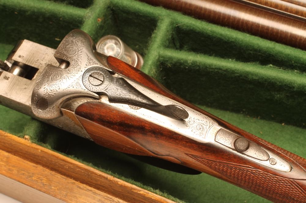 A LINSLEY BROTHERS 12-BORE SIDE BY SIDE EJECTOR SHOTGUN Image