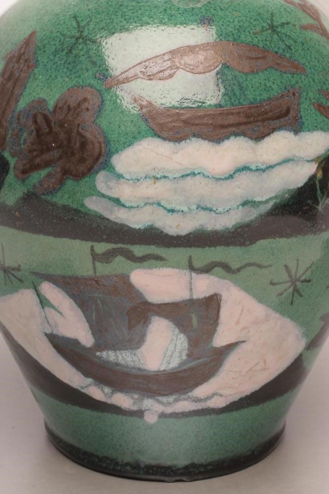 A STUDIO STONEWARE VASE of ovoid form with cylindrical neck Image