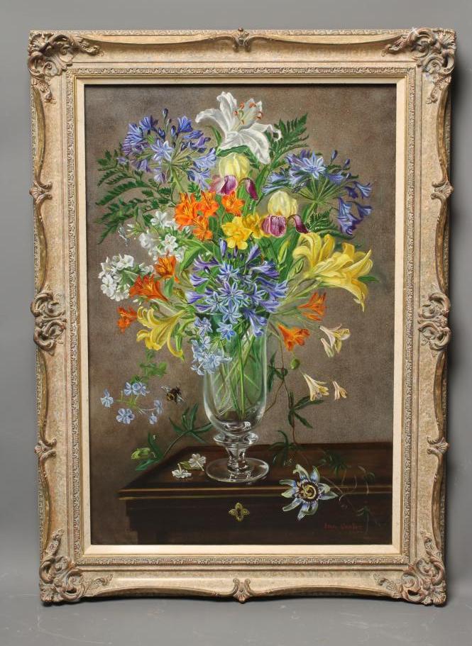 ‡ENA BAXTER (Scottish 1924-2005). Still Life with Flowers in a Glass Vase Image