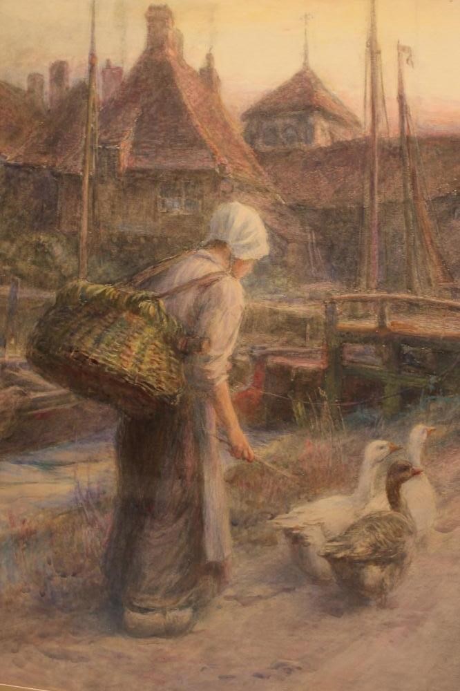 WILLIAM GILBERT FOSTER (1855-1906) (Staithes Group) Goose Girl at Eventide Image