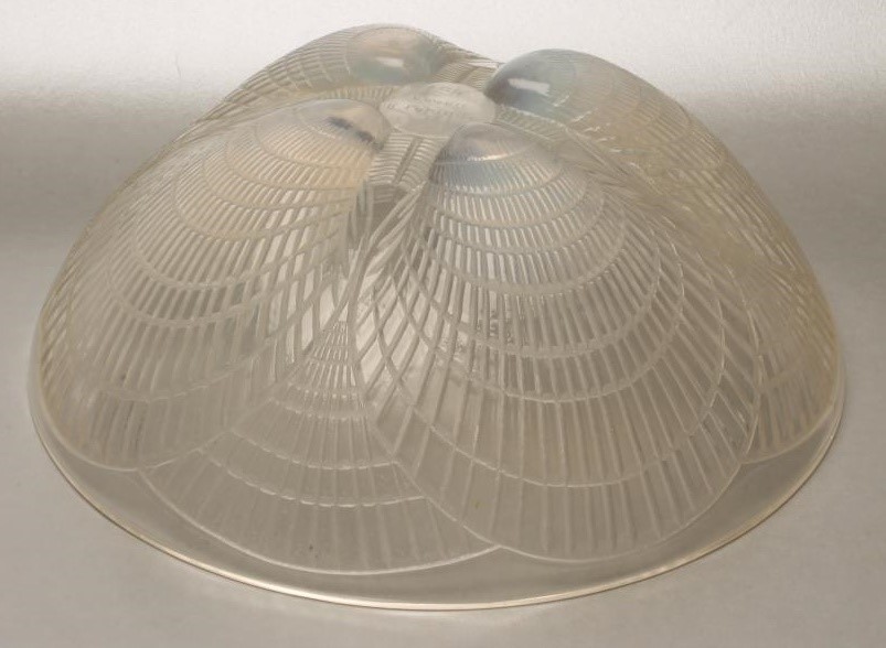 A LALIQUE PALE BLUE OPALESCENT GLASS BOWL of plain circular form Image