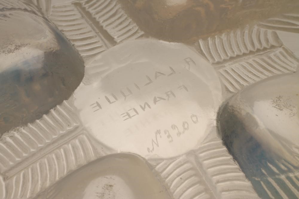 A LALIQUE PALE BLUE OPALESCENT GLASS BOWL of plain circular form Image