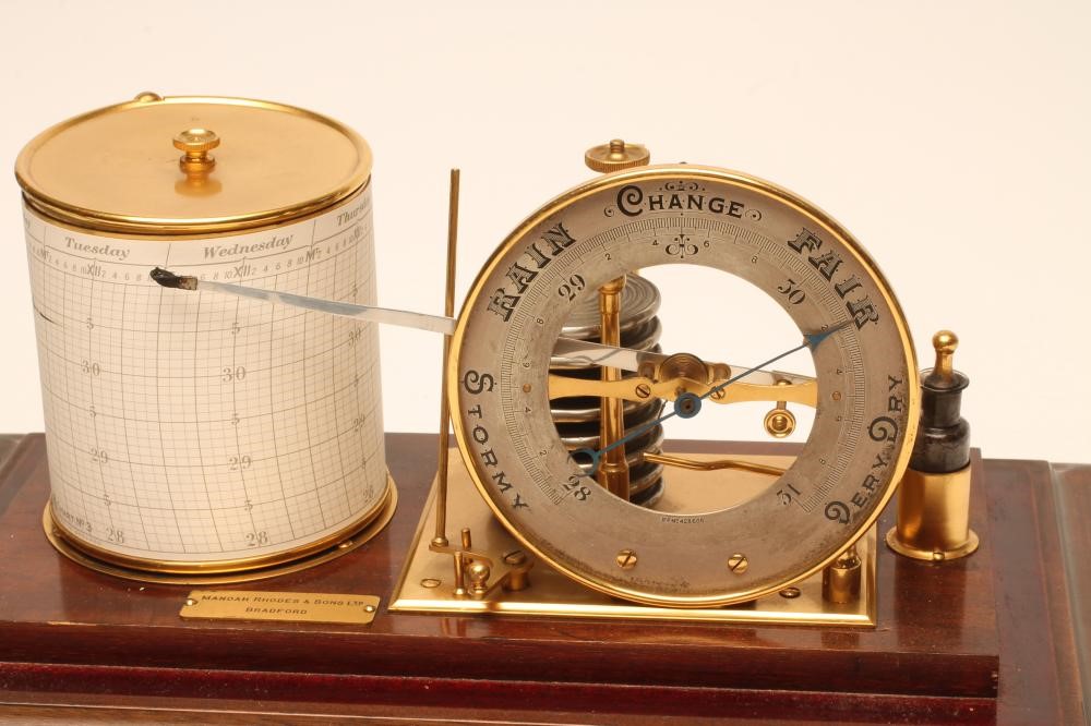 A MAHOGANY CASED BAROGRAPH retailed by Manoah Rhodes & Sons Image