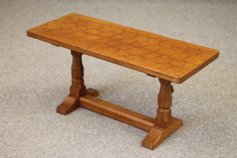 AN ADZED OAK COFFEE TABLE by Robert Thompson Image