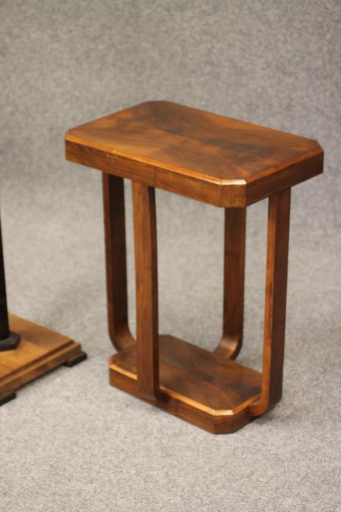 AN ART DECO WALNUT AND EBONISED STANDARD UPLIGHTER Image